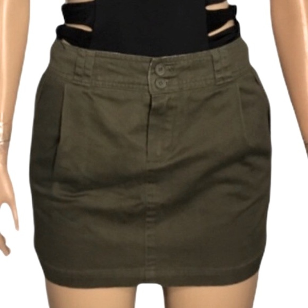 Y2K XXl cargo mini Skirt green pleated 100% Cotton Size M